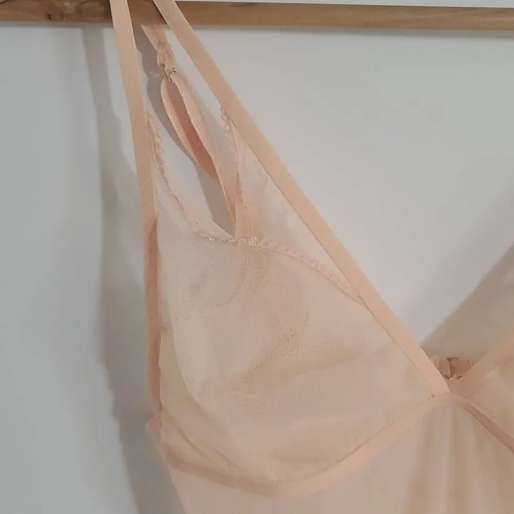 La Perla Cutout Mesh Bodysuit Peach Size 36B NWOT